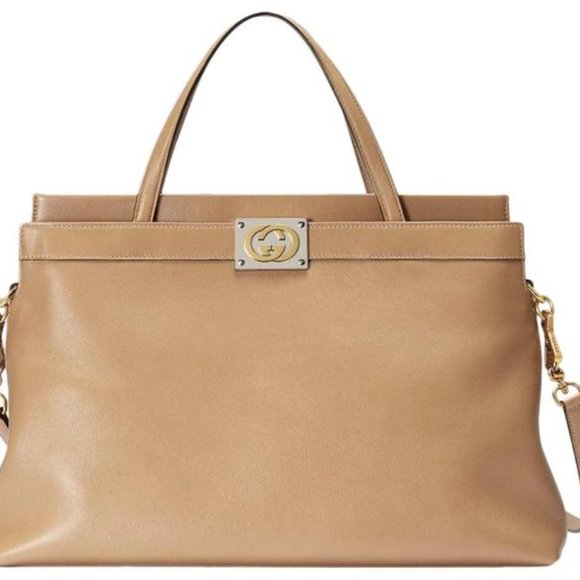 NWT Gucci Matisse natural tan leather small tote shoulder bag. Rtl $2680